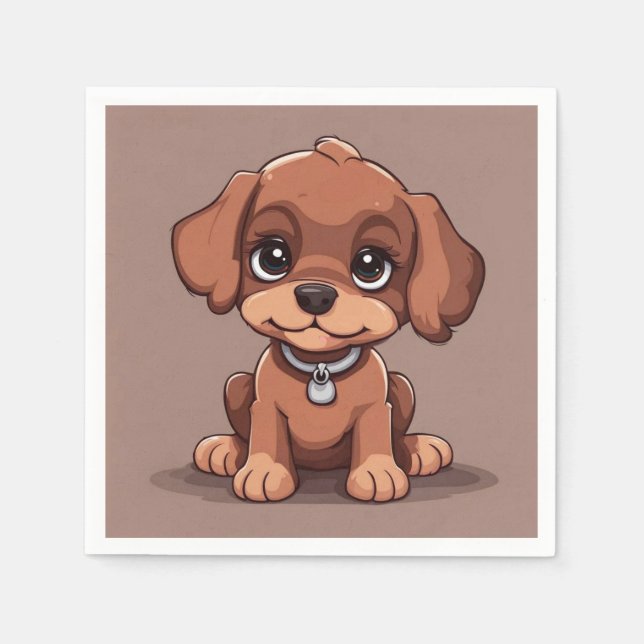 Niedlich-brauner Welpe Serviette (Vorderseite)