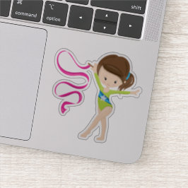 Niedlich-braunes, rhythmisches Gymnast mit Ribbon Aufkleber