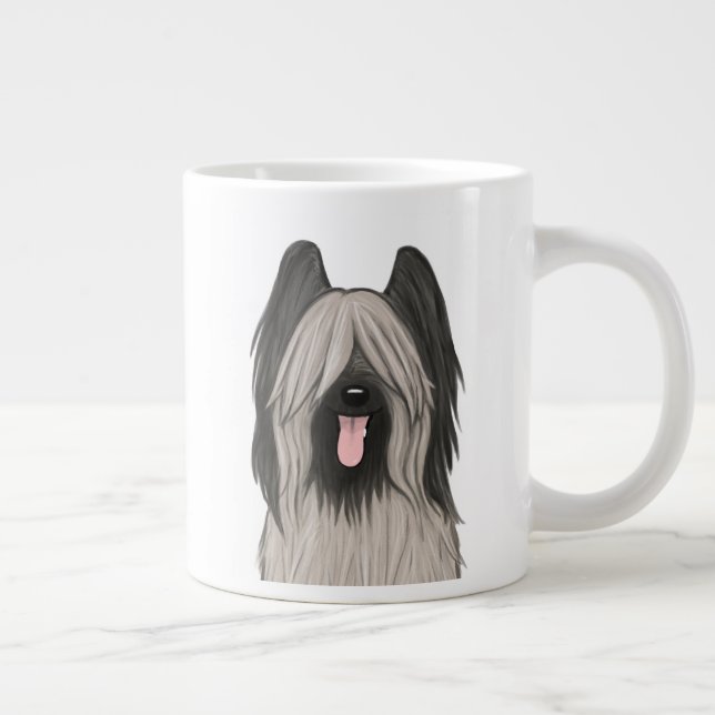 Niedlich Briard Cartoon Dog Jumbo-Tasse (Rechts)