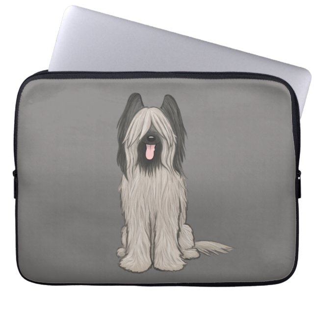Niedlich Briard Cartoon Dog Laptopschutzhülle (Vorderseite)