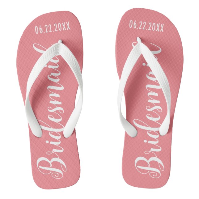 Niedlich Bridesmaid Coral Pink Flip Flops (Fußbett)