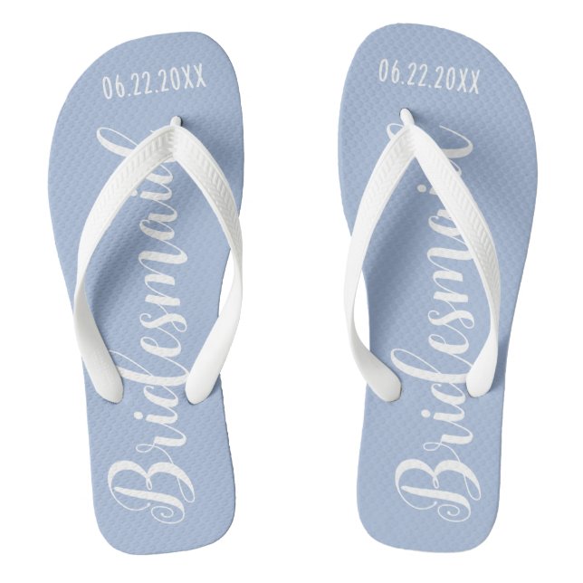 Niedlich Bridesmaid Dusty Blue Flip Flops (Fußbett)