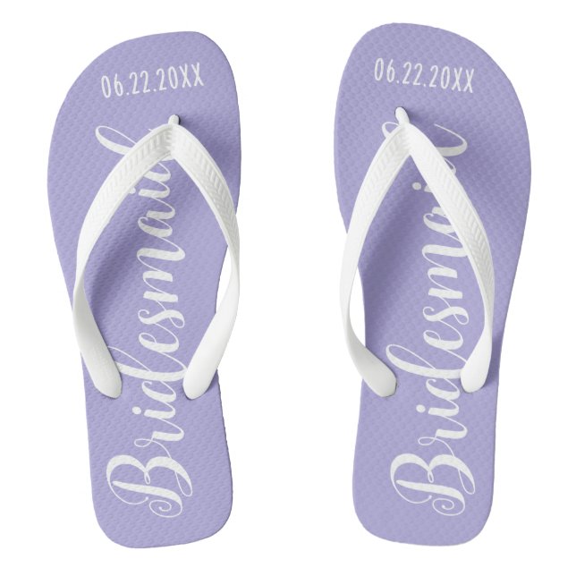 Niedlich Bridesmaid Lavender Lila Flip Flops (Fußbett)