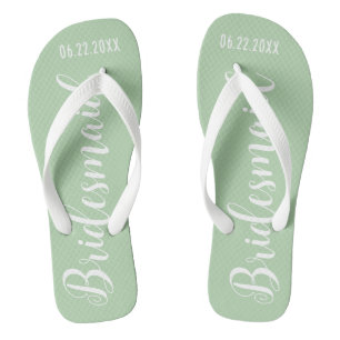 Niedlich Bridesmaid Sage Green Flip Flops