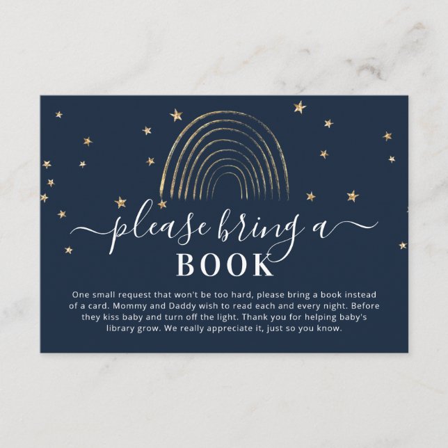 Niedlich bringen Sie ein Buch Gold Regenbogen & St Begleitkarte (Vorderseite)