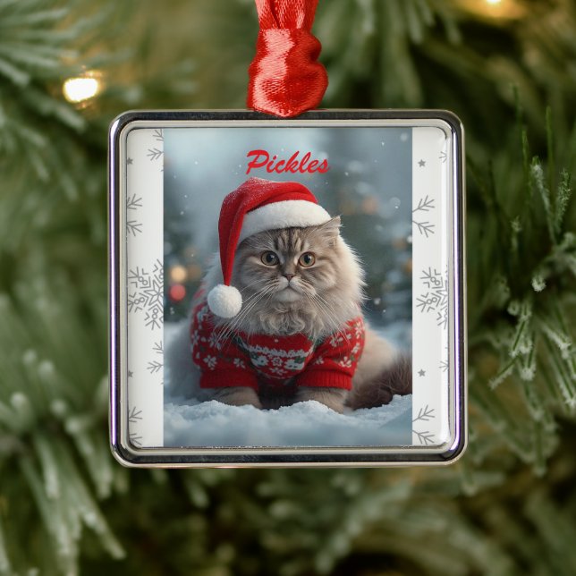 Niedlich British Shorthair Cat Weihnachten Persona Ornament Aus Metall (Baum)