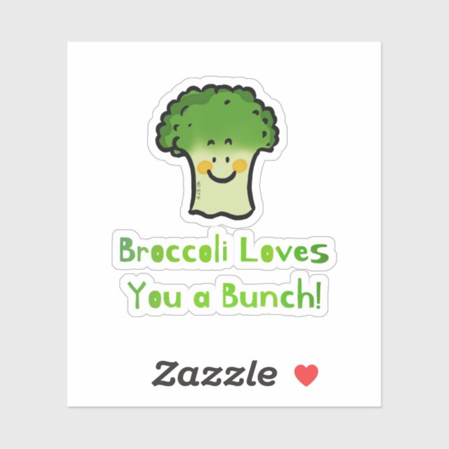 Niedlich Broccoli Pun Cartoon Design Aufkleber (Blatt)