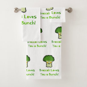 Niedlich Broccoli Pun Cartoon Design Badhandtuch Set