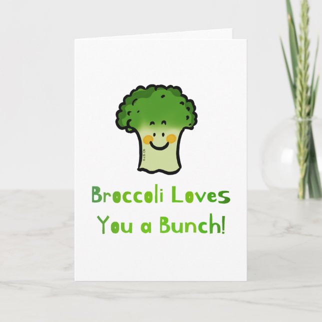 Niedlich Broccoli Pun Cartoon Design Karte (Vorderseite)