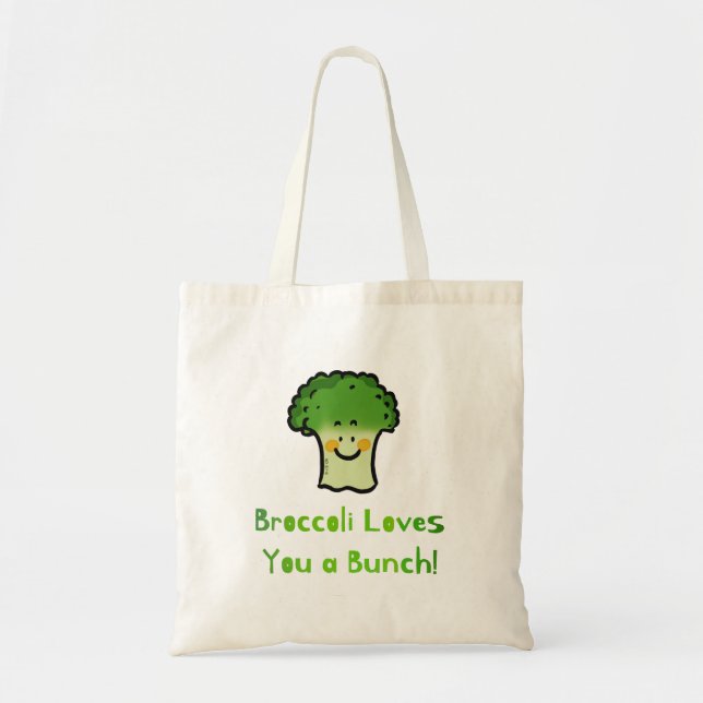 Niedlich Broccoli Pun Cartoon Design Tragetasche (Vorne)