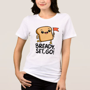 Niedlich Brot Slice Cartoon - "fertig, Set, los!" Tri-Blend Shirt