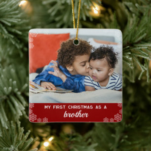 Niedlich Brother First Christmas Snowflake Red Keramikornament