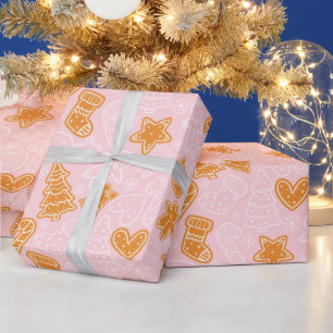 Niedlich Brown and White Cookie Pink Weihnachten Geschenkpapier