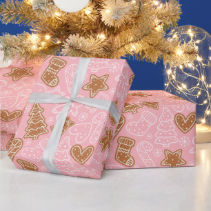 Niedlich Brown and White Cookie Pink Weihnachten Geschenkpapier