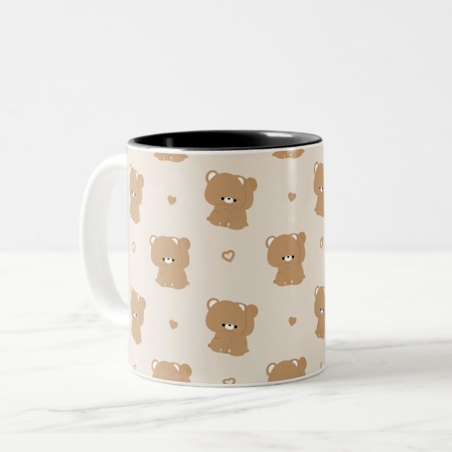 Niedlich Brown Bär Couple Zweifarbige Tasse (Vorderseite Links)