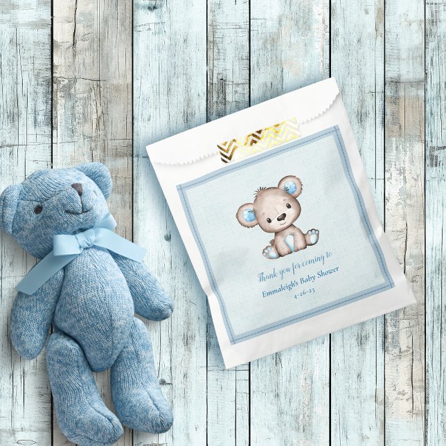 Niedlich Brown Bear Boy Blue Blanket Geschenktütchen (Von Creator hochgeladen)