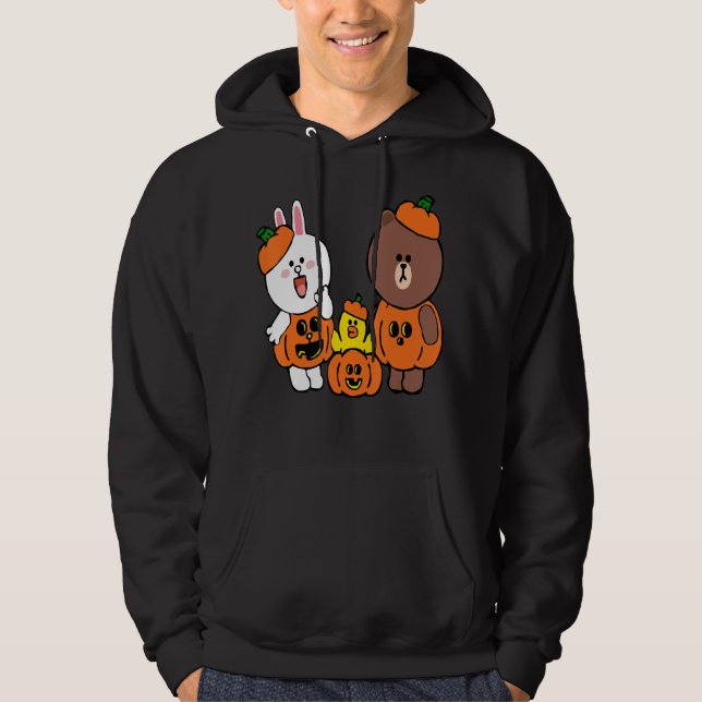 Niedlich Brown Bear Cony Bunny Rabbit Duck Pumpkin Hoodie (Vorderseite)