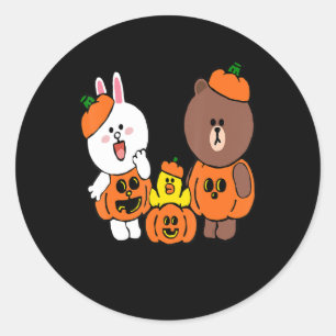 Niedlich Brown Bear Cony Bunny Rabbit Duck Pumpkin Runder Aufkleber