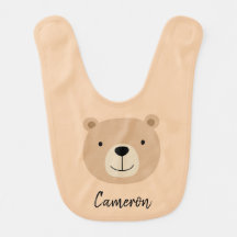 Niedlich Brown Bear Personalize Name Baby Bib