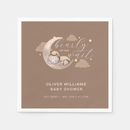 Niedlich Brown Bearly Wait Moon Star Sleepar Serviette