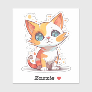 Niedlich Brown Cat Cartoon-57667 Aufkleber