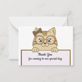 Niedlich Brown Cat Danke Cards Mitteilungskarte