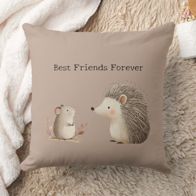 Niedlich Brown Cream Igel Mouse Die besten Freunde Kissen (Decke)