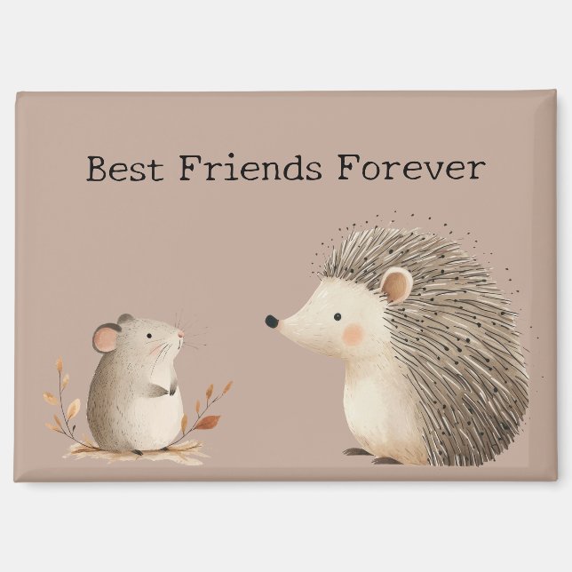 Niedlich Brown Cream Igel Mouse Die besten Freunde Magnet (Vorderseite)