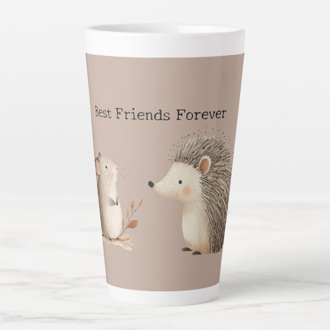 Niedlich Brown Cream Igel Mouse Die besten Freunde Milchtasse (Vorderseite)