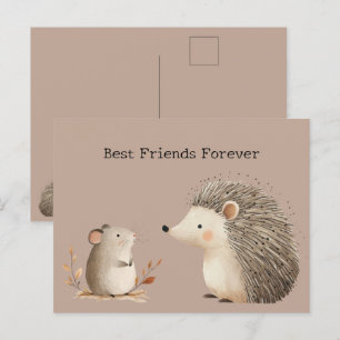 Niedlich Brown Cream Igel Mouse Die besten Freunde Postkarte