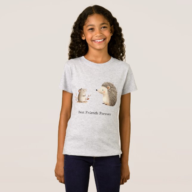 Niedlich Brown Cream Igel Mouse Die besten Freunde T-Shirt (Vorne ganz)
