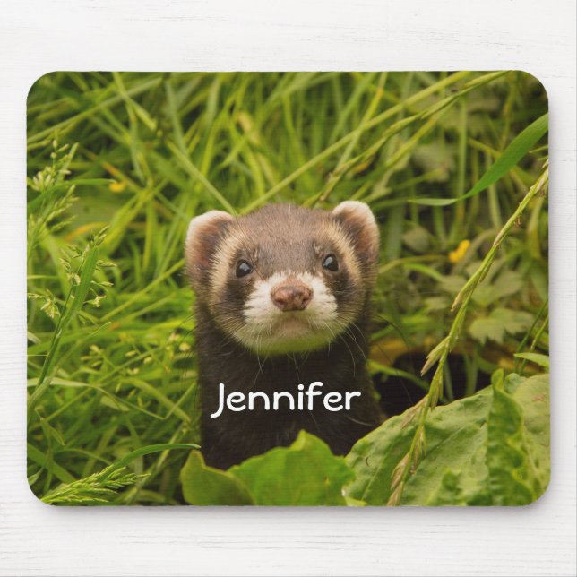 Niedlich Brown Ferret im Gras Mousepad (Vorne)