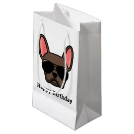 Niedlich Brown French Bulldog Face Small Gift Bag Kleine Geschenktüte