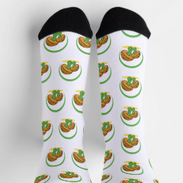 Niedlich Brown Green Cartoon Mushroom Fungi Art Socken