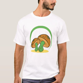 Niedlich Brown Green Cartoon Mushroom Fungi Art T-Shirt