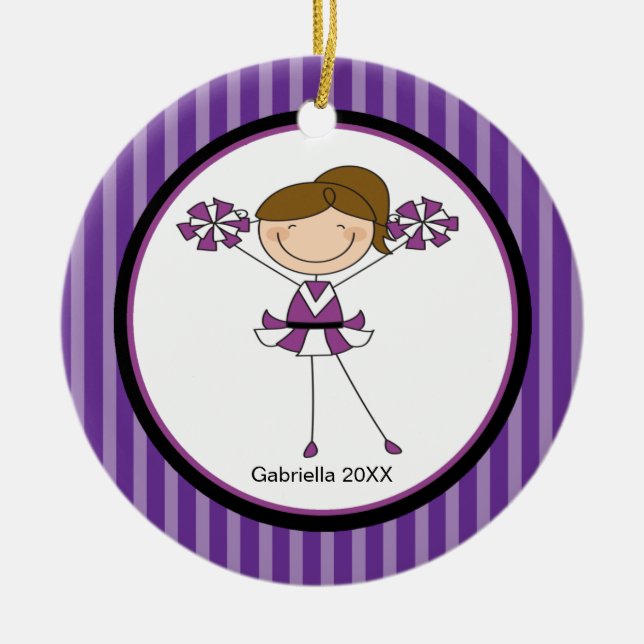 Niedlich Brown Haarbär Cheerleader Weihnachtsschmu Keramik Ornament (Vorne)