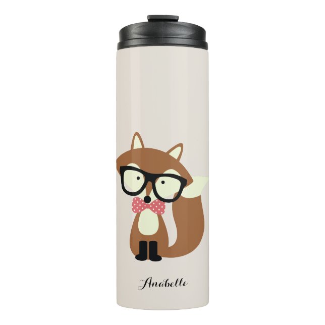 Niedlich Brown Hipster Fox Thermosbecher (Vorderseite)