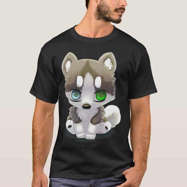 Niedlich Brown Husky Heterocromia T-Shirt (Vorderseite)