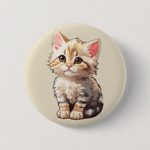 Niedlich Brown Kawaii Kitten Button