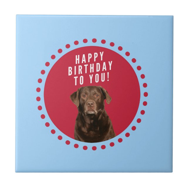 Niedlich Brown Labrador Retriever Hund Happy Birth Fliese (Vorderseite)