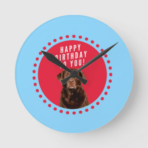 Niedlich Brown Labrador Retriever Hund Happy Birth Runde Wanduhr