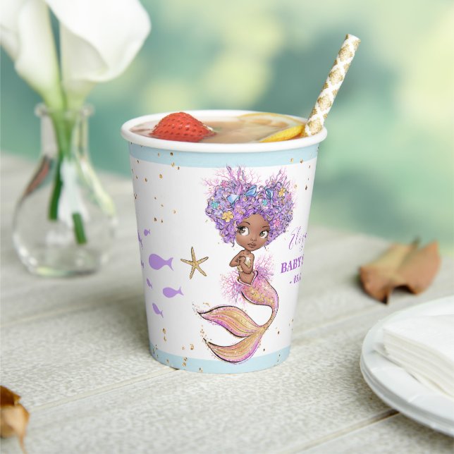 Niedlich Brown Mermaid Babydusche Papiertasse Pappbecher (In Situ)