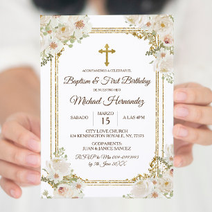 Niedlich Brown Mexican Baptisse & First Birthday Einladung