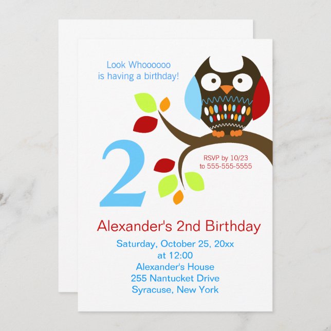 Niedlich Brown Owl - Einladung (Vorne/Hinten)