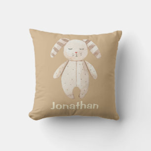 Niedlich Brown Sleepy Bunny Name Kinderzimmer Kissen