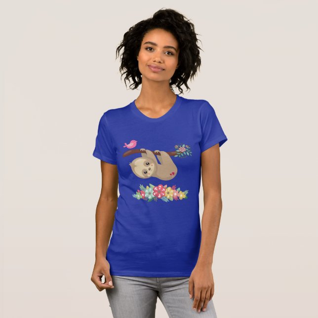 Niedlich Brown Sloth Hanging T-Shirt (Vorne ganz)