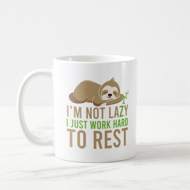 Niedlich Brown Sloth Ich bin nicht faul Kaffeetasse (Links)
