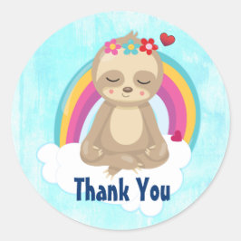 Niedlich Brown Sloth, Meditation über eine Cloud V Runder Aufkleber