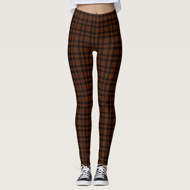 Niedlich Brown Sugar Gingham Karo Kariertes Muster Leggings (Vorderseite)