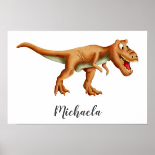 Niedlich Brown T-Rex Dinosaurier mit Roar Kid's Ro Poster